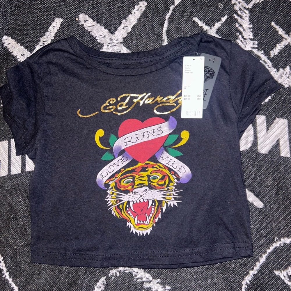 Ed Hardy Black crop top urban outfitters